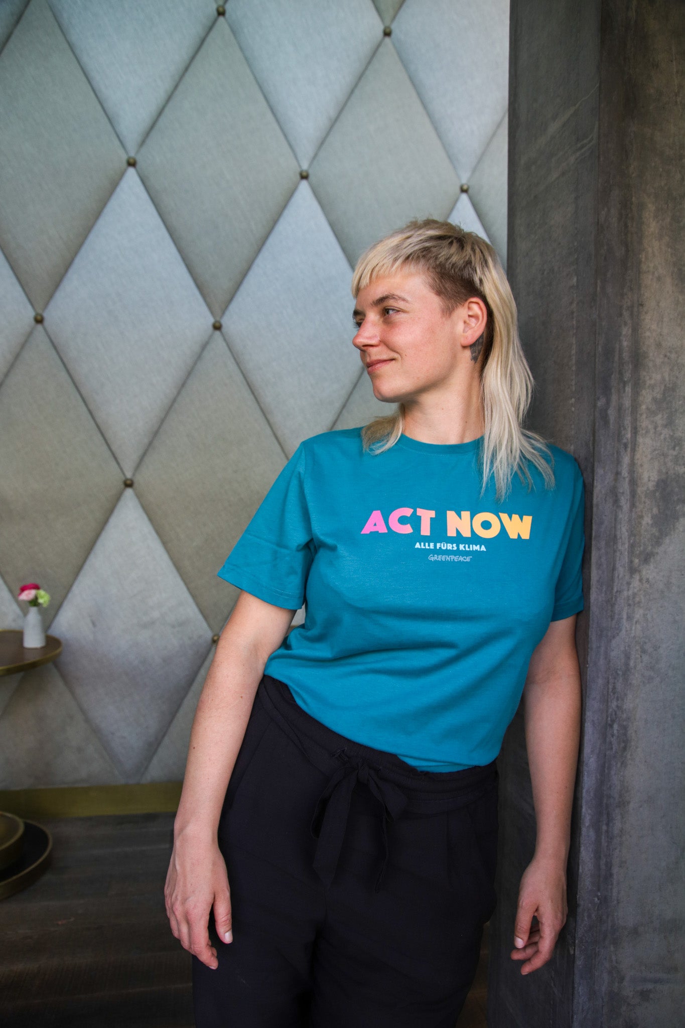 T-shirt unisexe "Act Now - Alle fürs Klima" vert d’eau