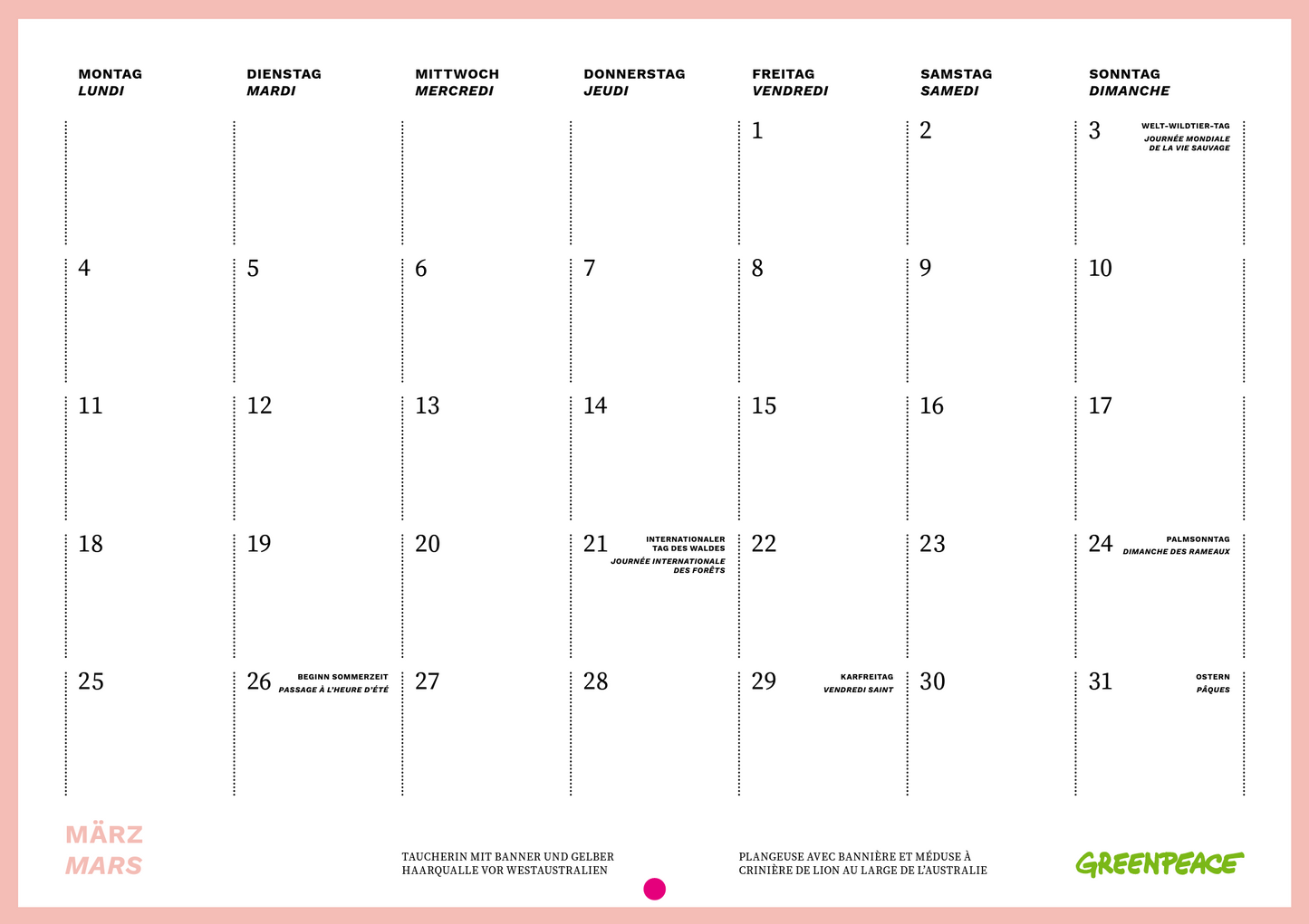 Calendrier illustré de Greenpeace 2024