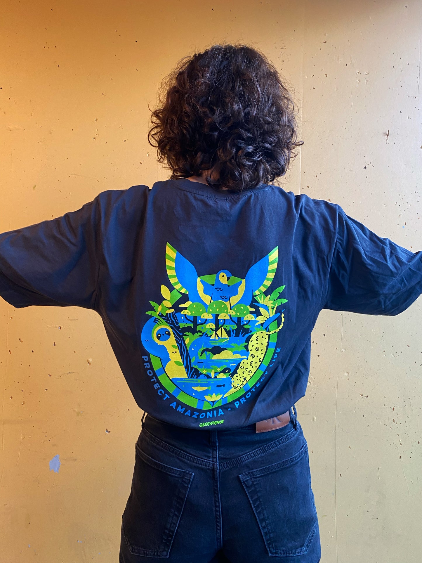 T-shirt unisexe "Protect Amazonia - Protect Life" Noir délavé Gris profond