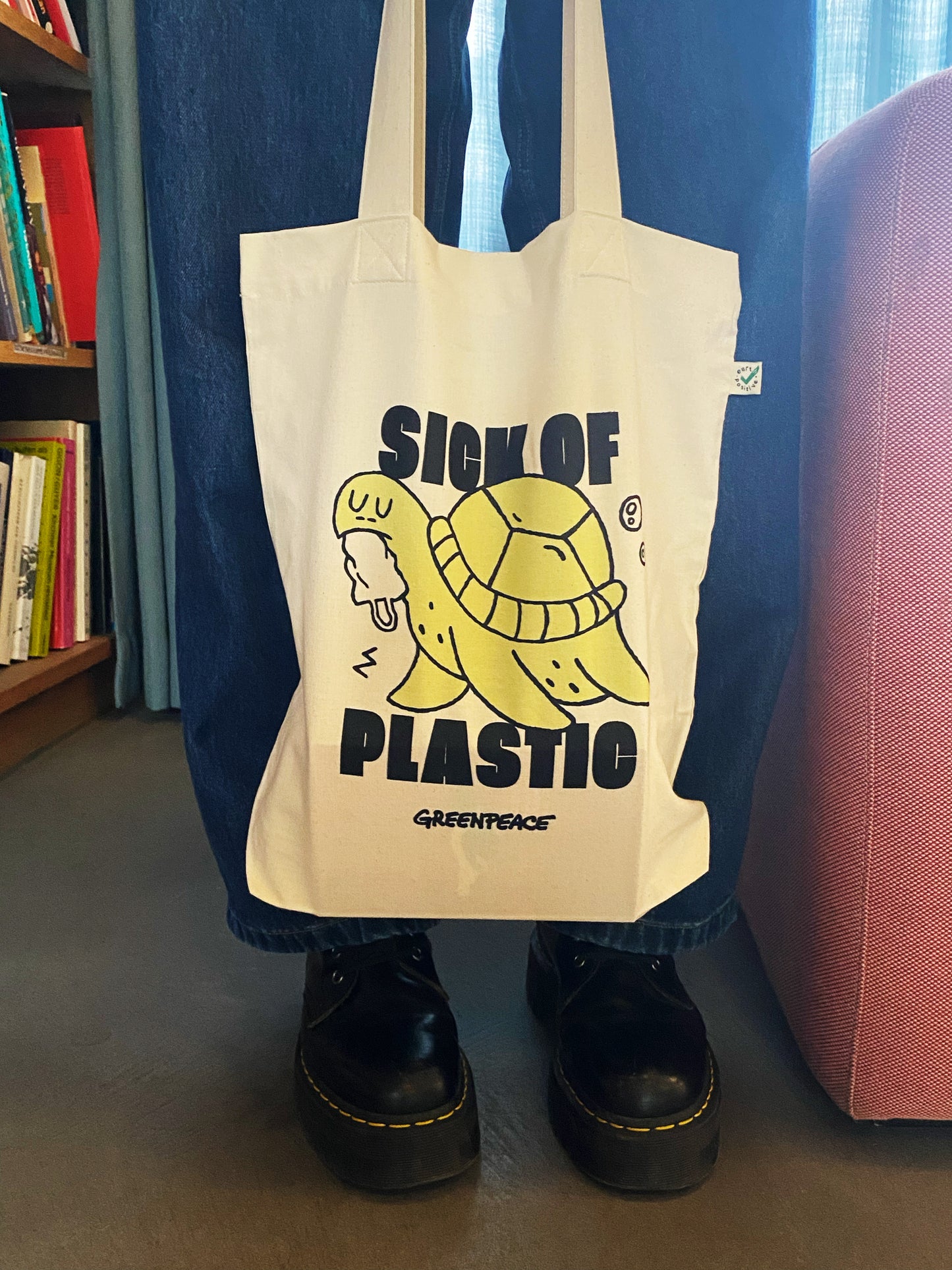 Sac en tissu "SICK OF PLASTIC"