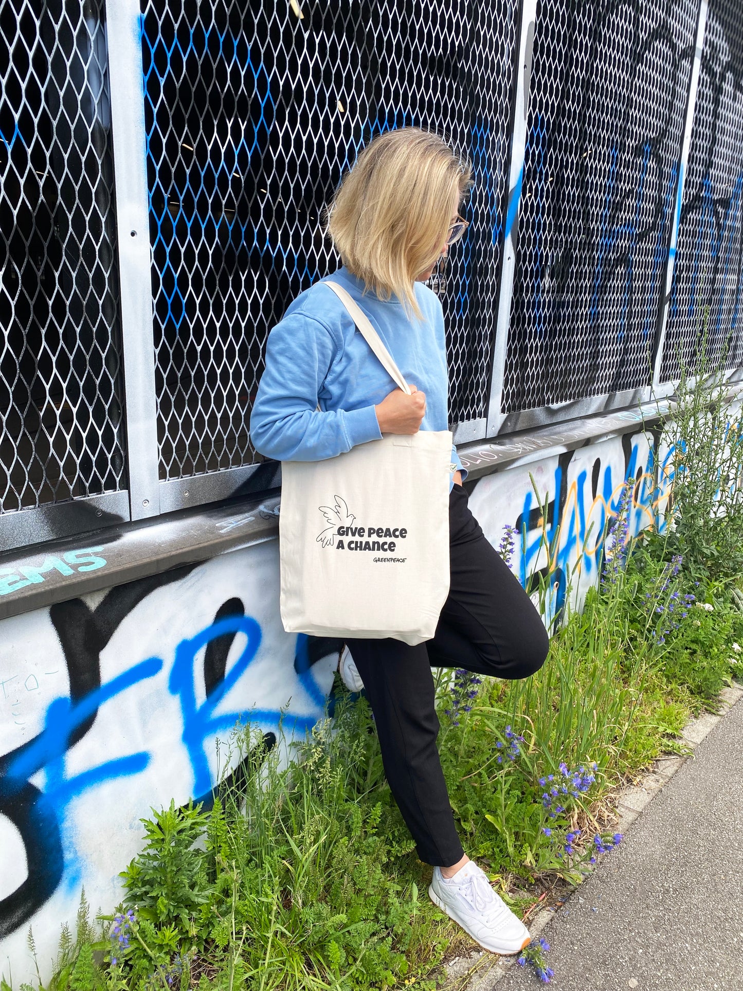 Stofftasche "Give Peace A Chance" Natur