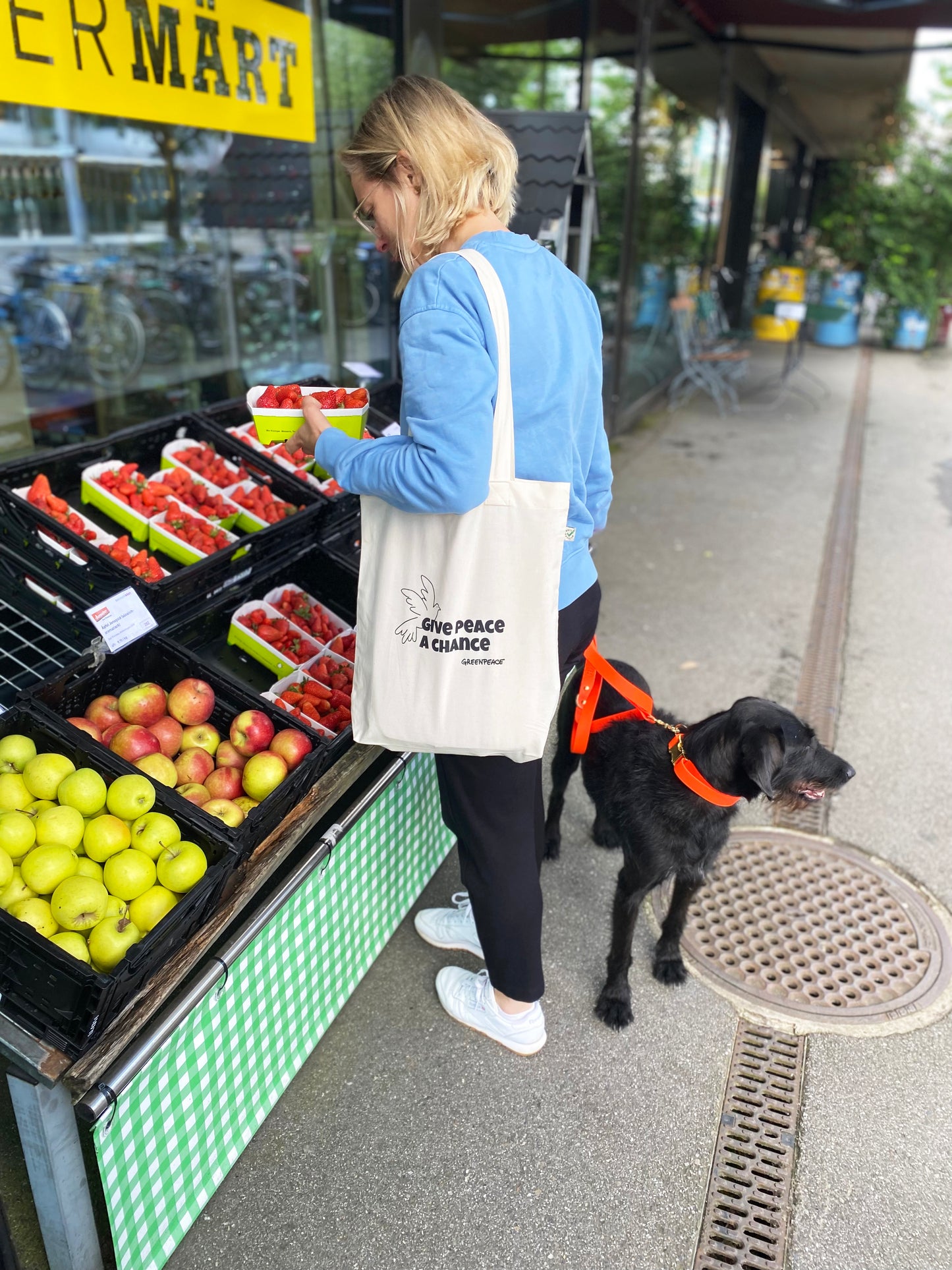 Stofftasche "Give Peace A Chance" Natur