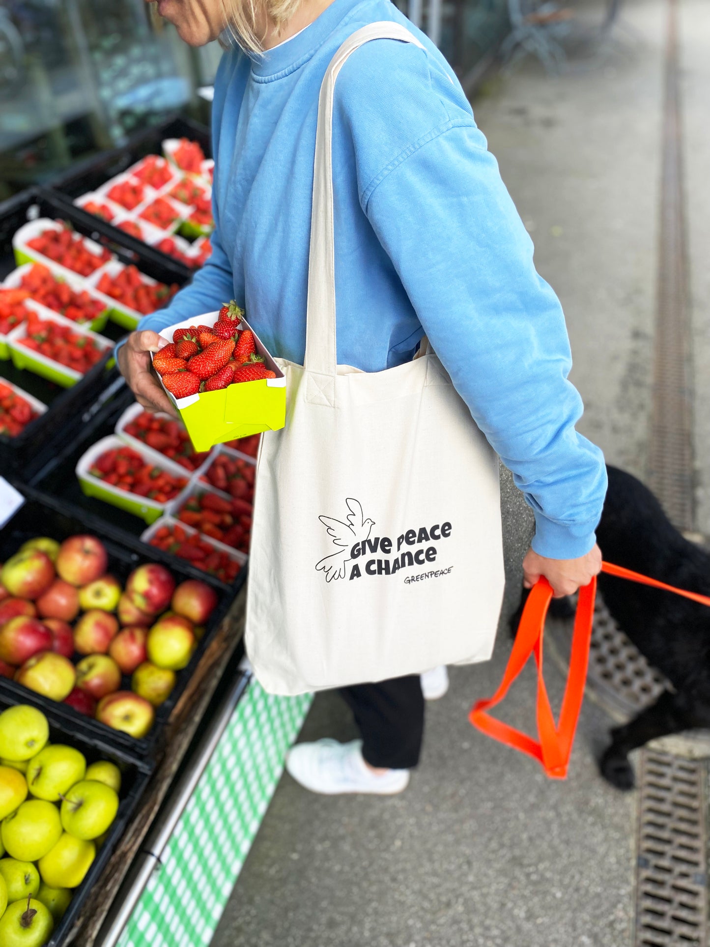Stofftasche "Give Peace A Chance" Natur