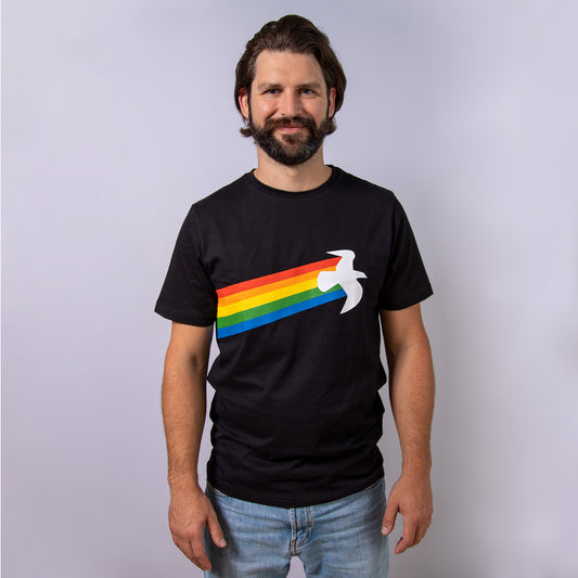 Unisex T-Shirt "Rainbow Warrior" Friedenstaube schwarz