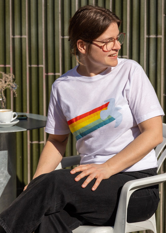 Unisex T-Shirt "Rainbow Warrior" Friedenstaube weiss