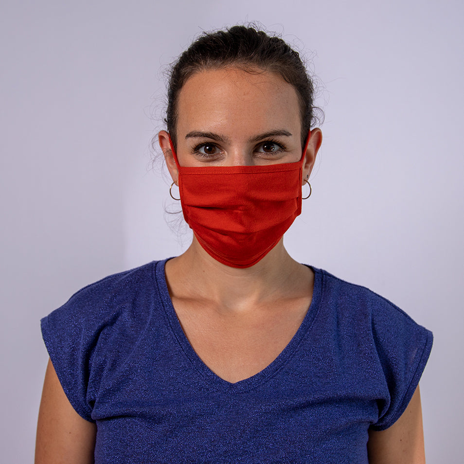 Stoffmaske "Ziehharmonika" rot und weiss
