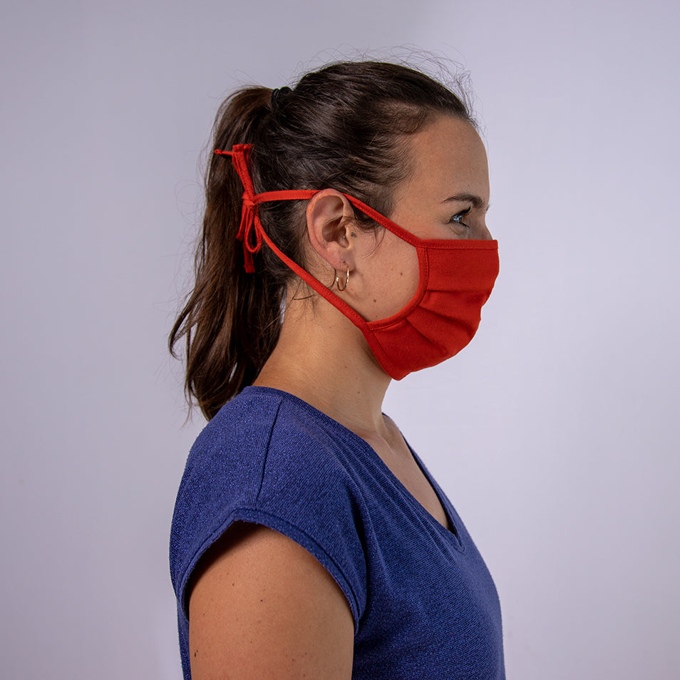 Stoffmaske "Ziehharmonika" rot und weiss