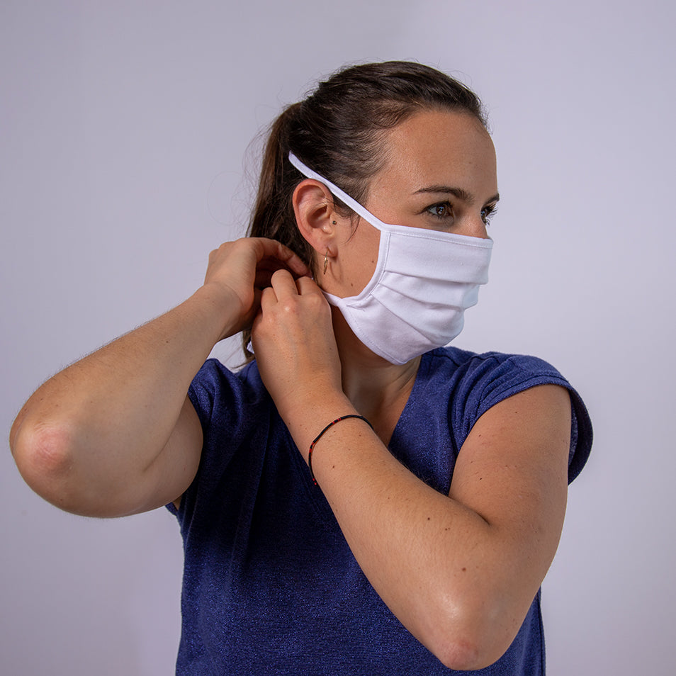 Stoffmaske "Ziehharmonika" rot und weiss