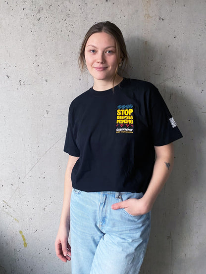 Unisex T-Shirt "Stop Deep Sea Mining" schwarz