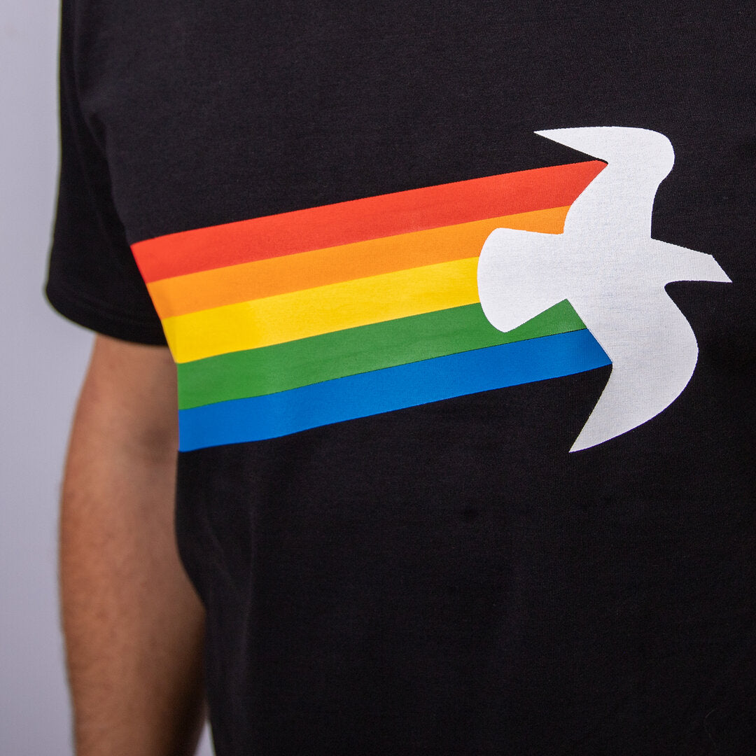 Unisex T-Shirt "Rainbow Warrior" Friedenstaube schwarz